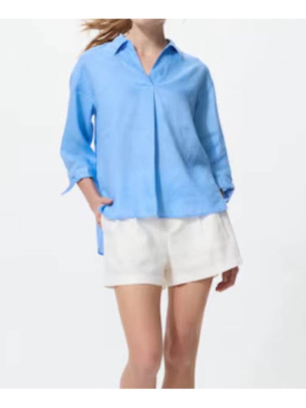 Uniqlo Women’s 100% Linen Light Blue V-Neck Tunic Shirt Size XXL